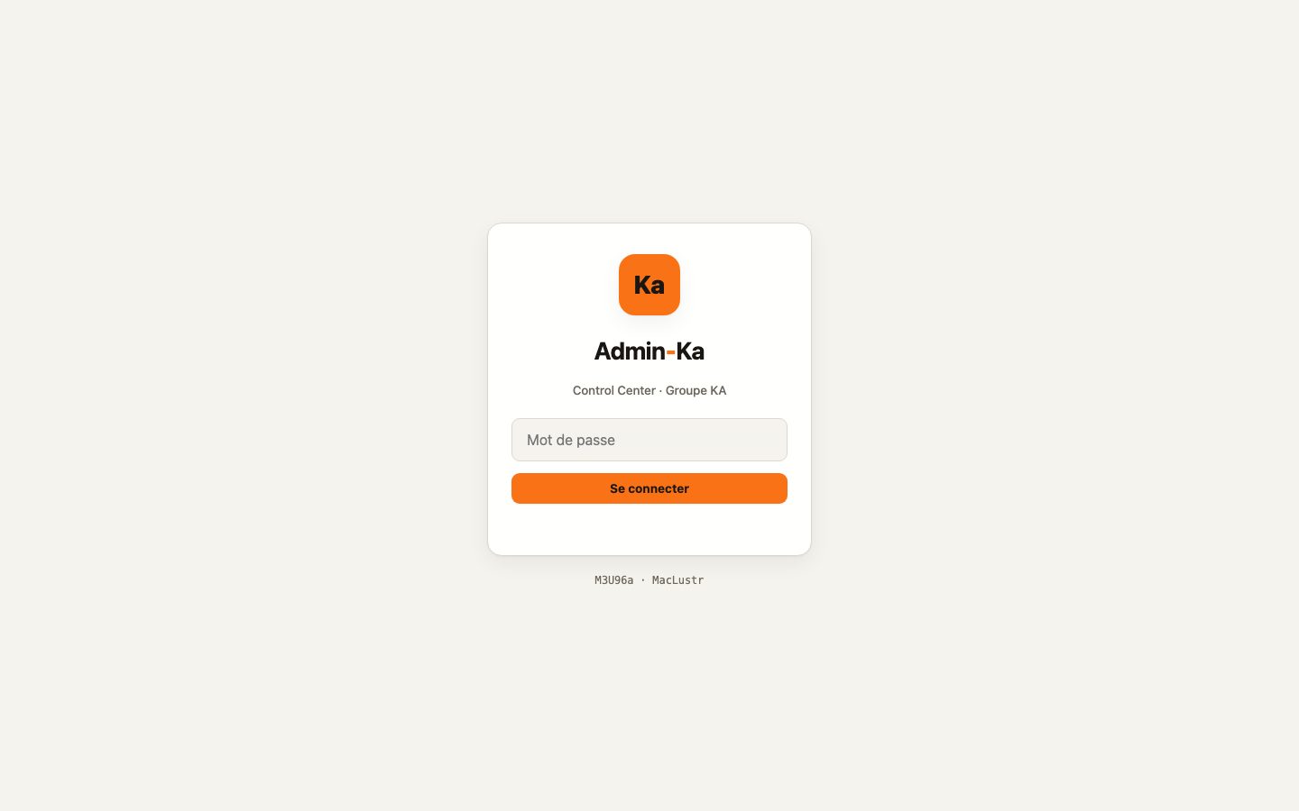 Admin-Ka — écran de connexion
