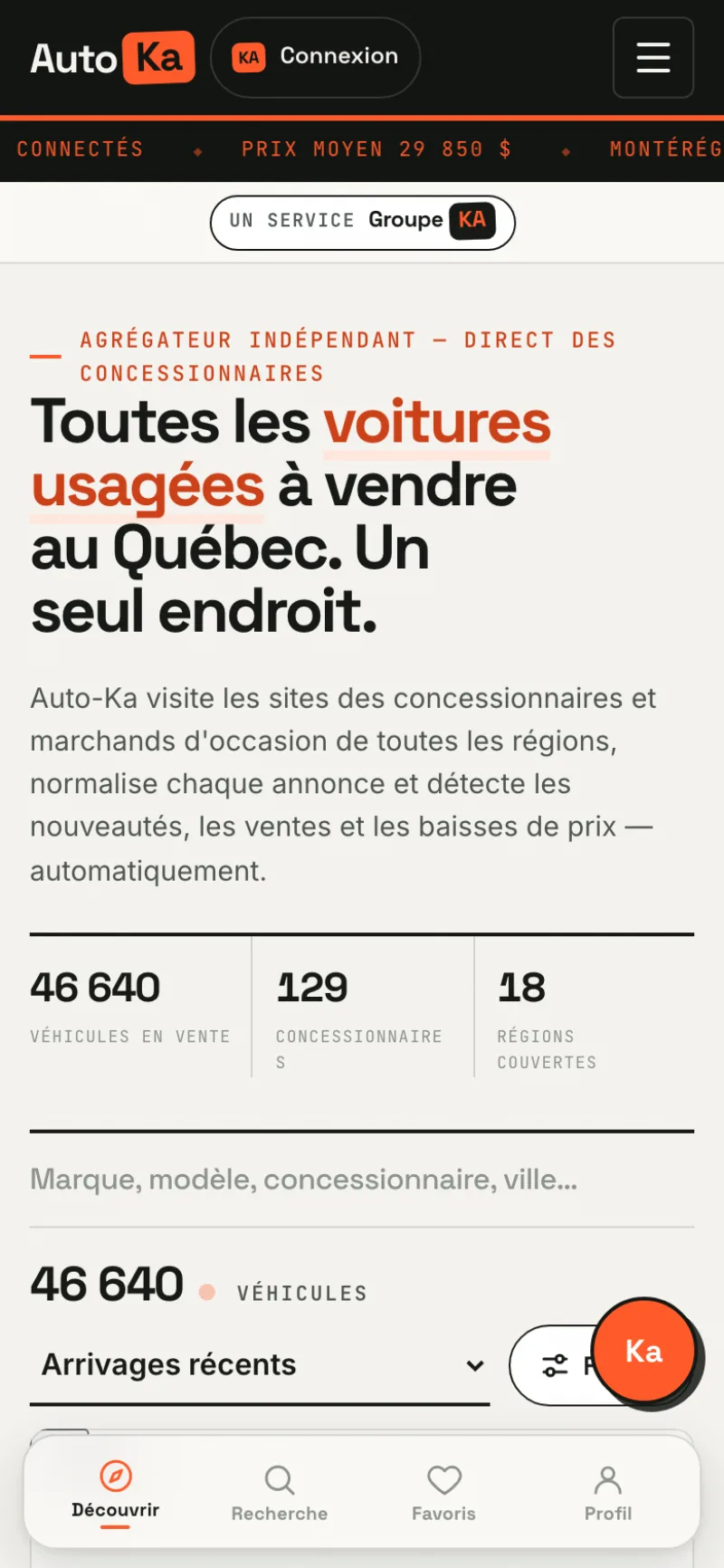 Accueil mobile