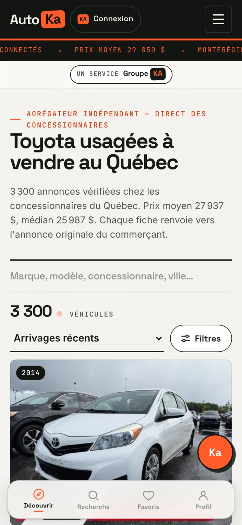Résultats mobile
