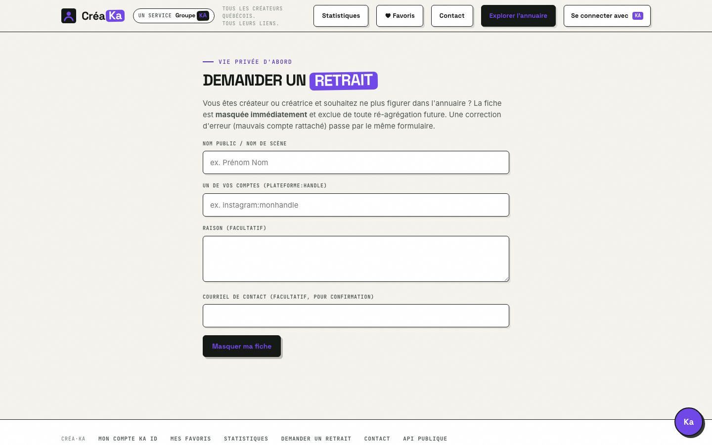 Formulaire de retrait