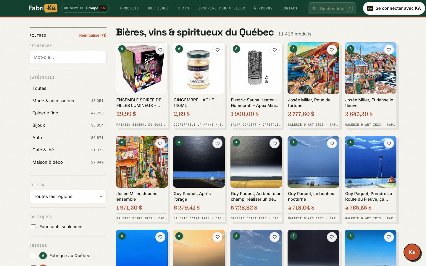 Page catégorie alcool