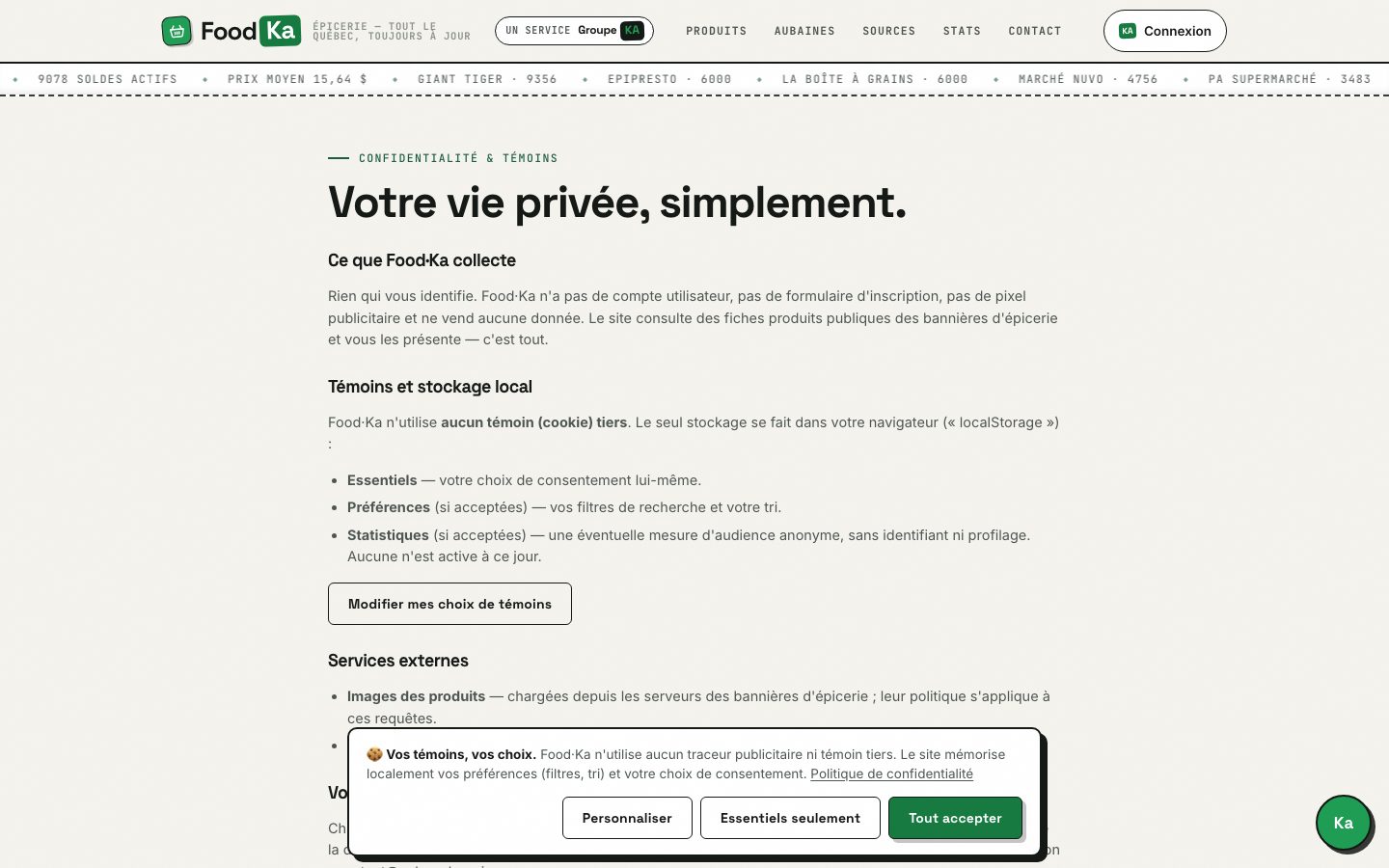 Page confidentialité