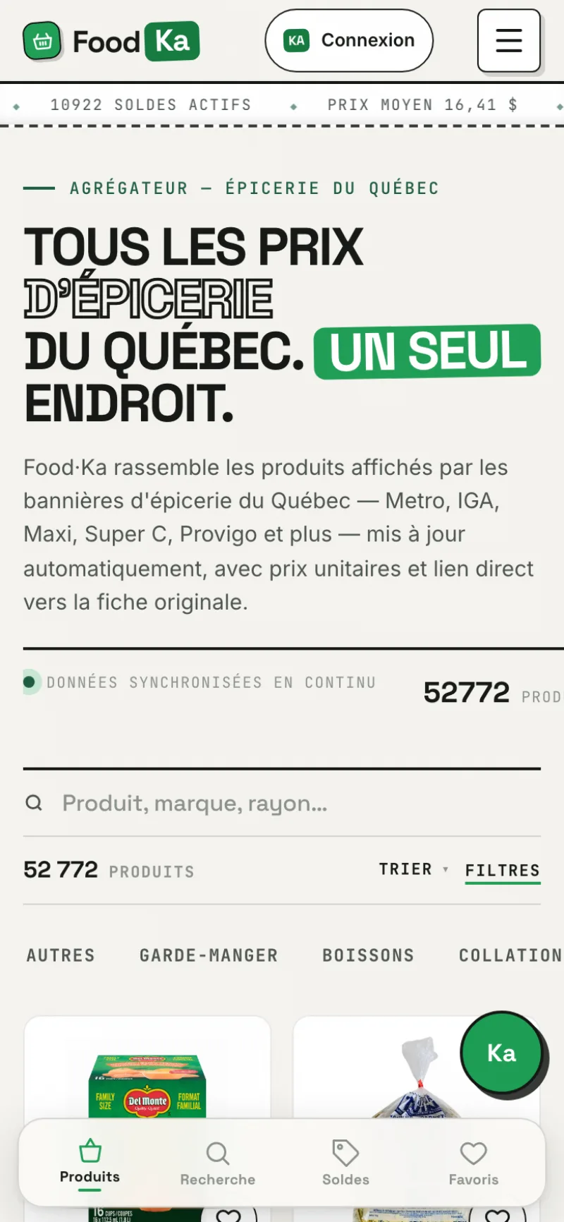 Accueil mobile