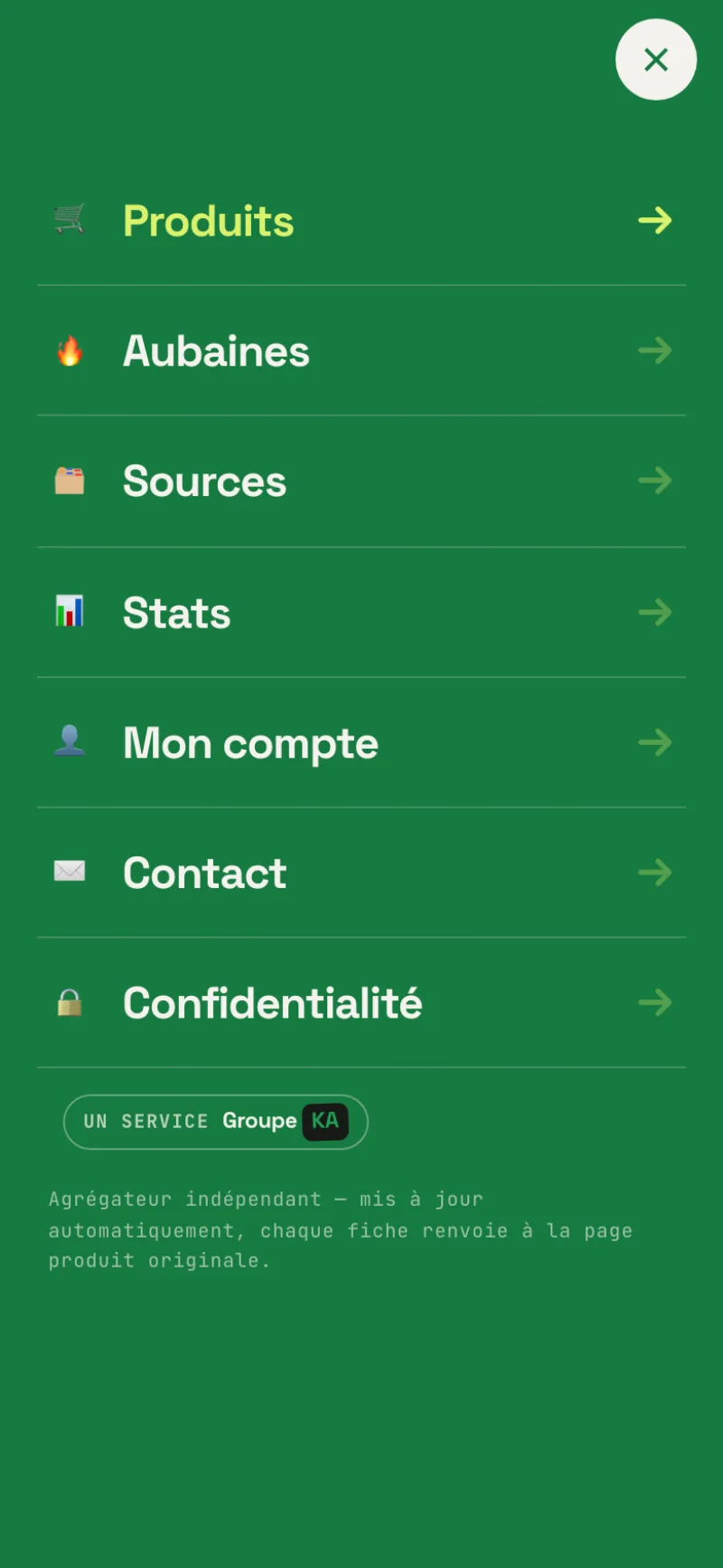 Menu mobile