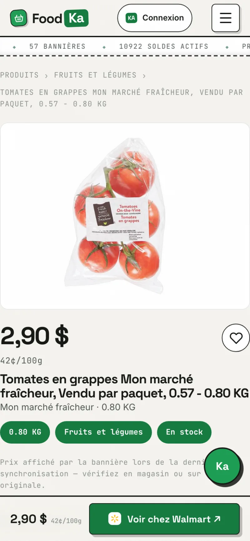 Fiche produit mobile