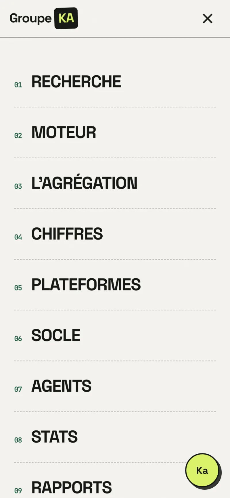 Menu mobile