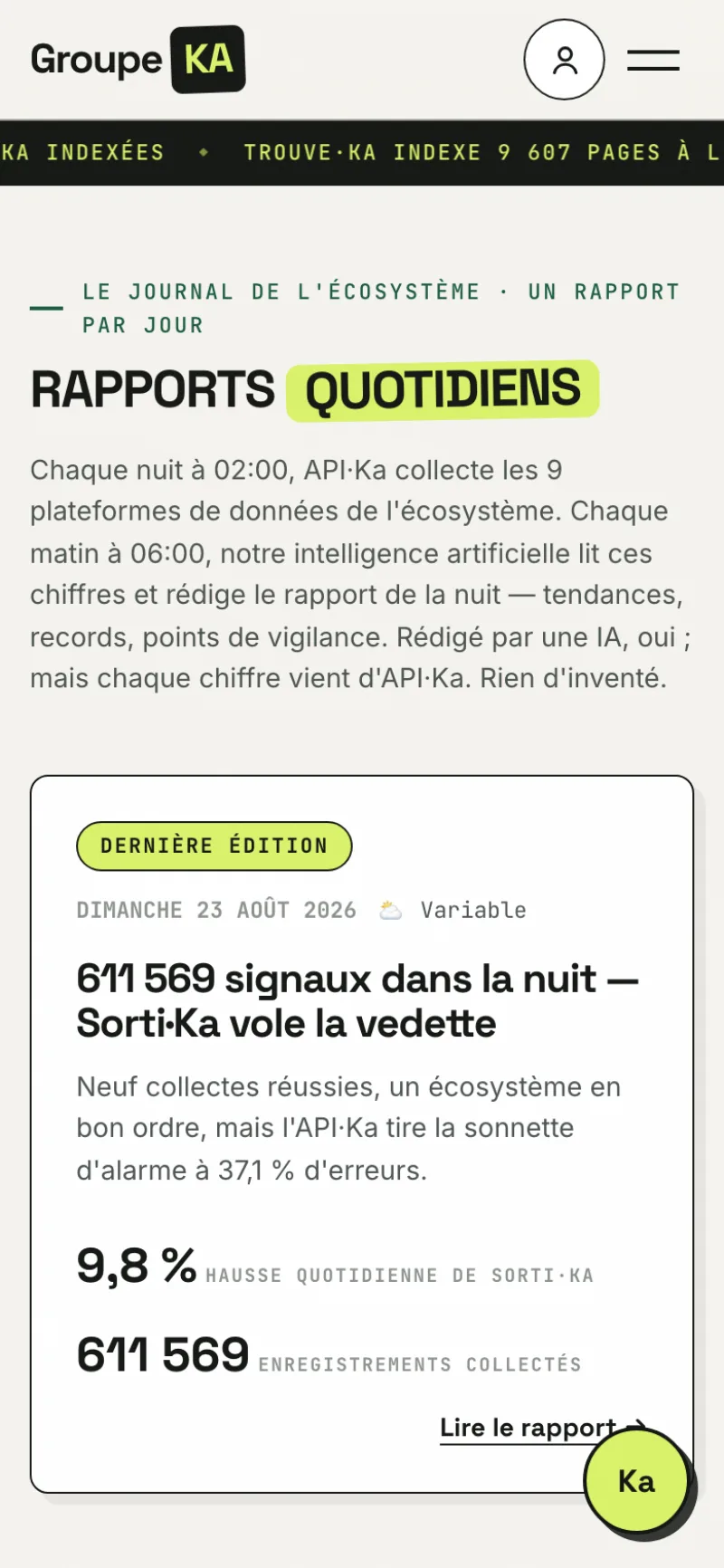 Rapports mobile