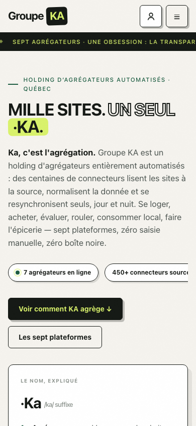 Vue mobile — icône compte directement dans le header