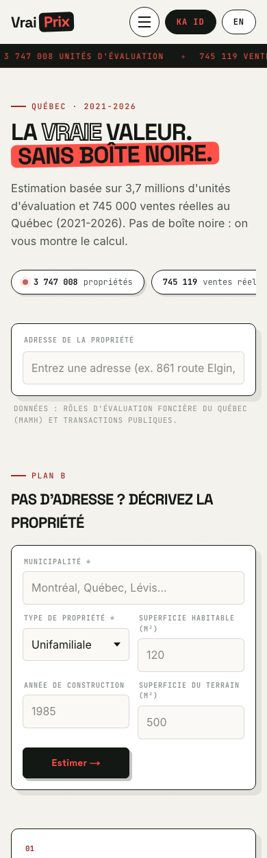 Vrai-Prix — vue mobile