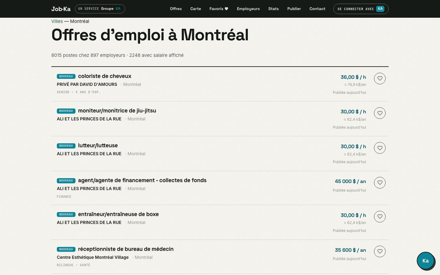 Offres d'emploi à Montréal sur Job·Ka