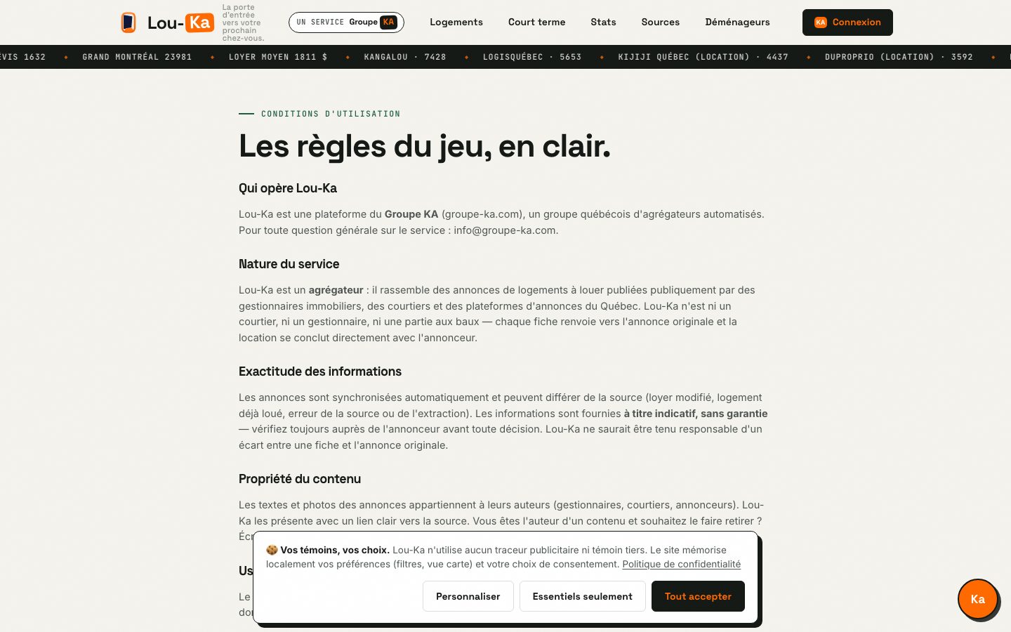 Conditions d'utilisation