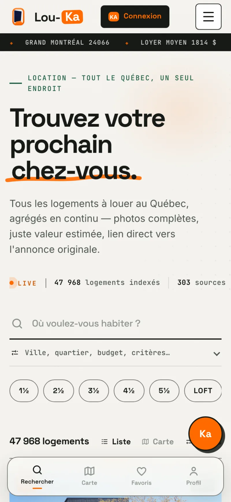 Accueil mobile
