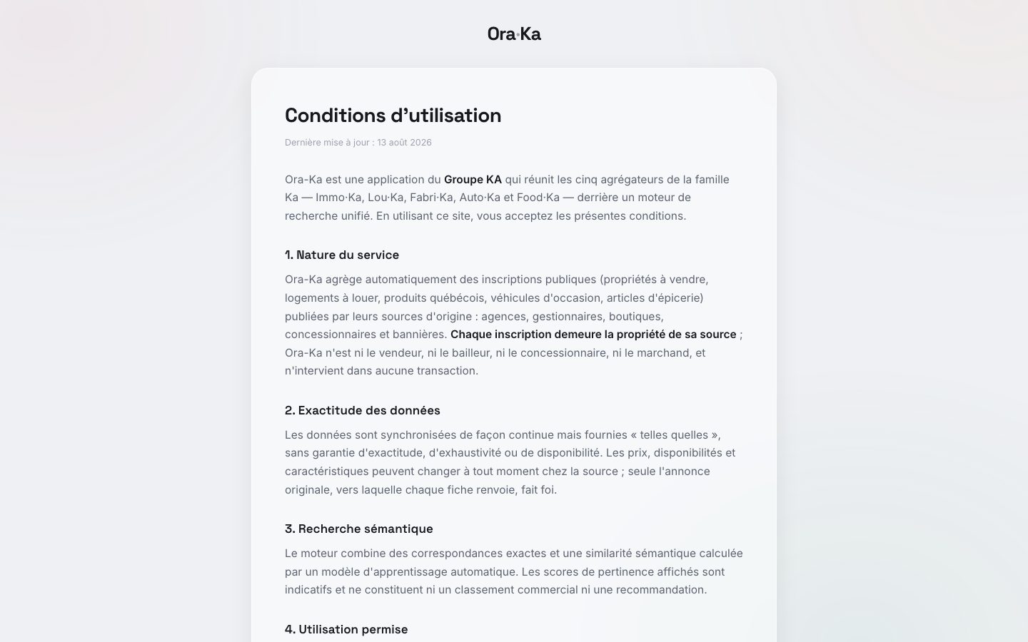 Conditions d'utilisation