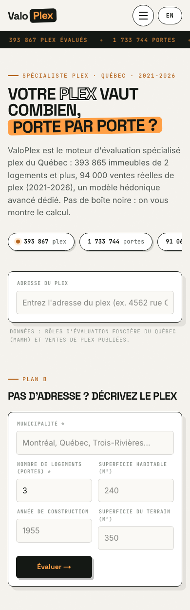 ValoPlex — vue mobile