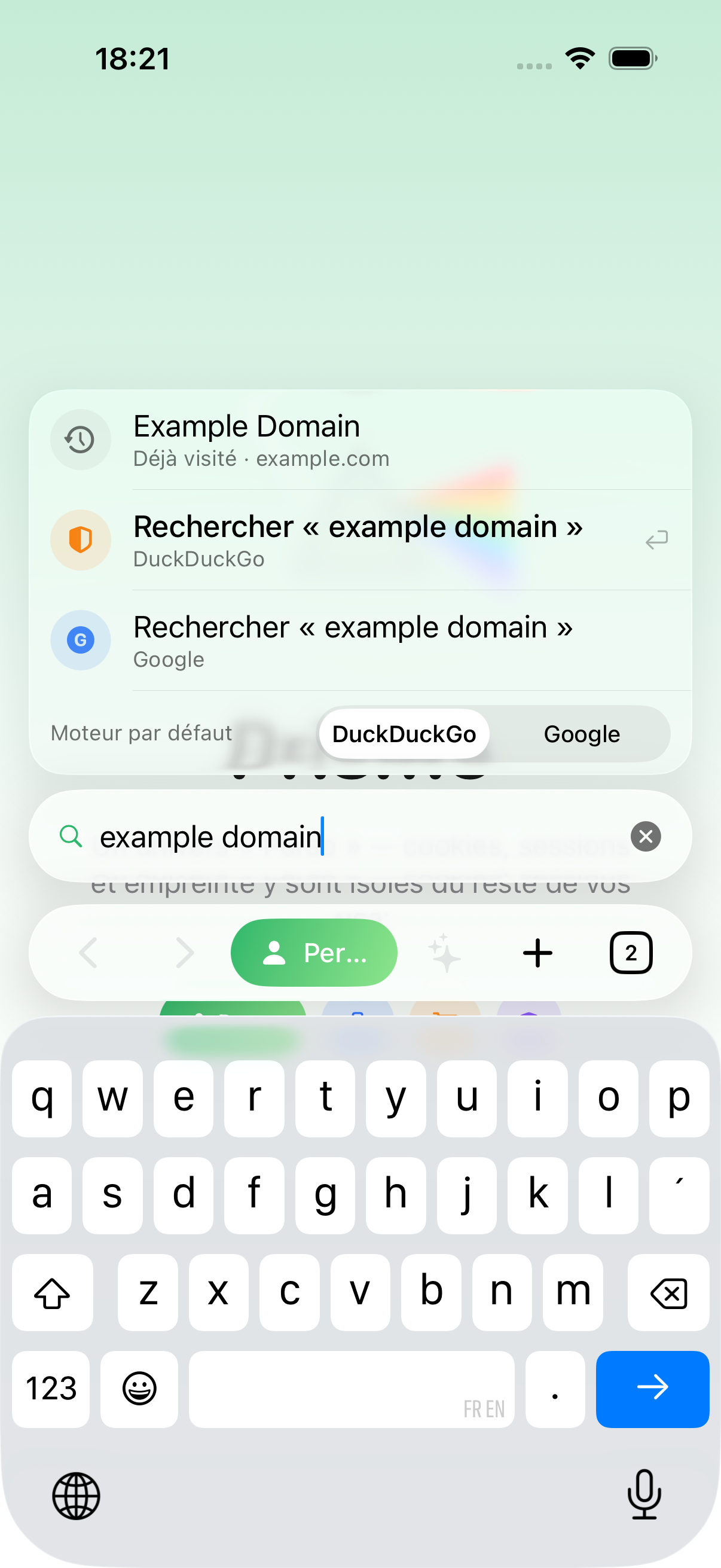 Page retrouvée en tapant dans la barre