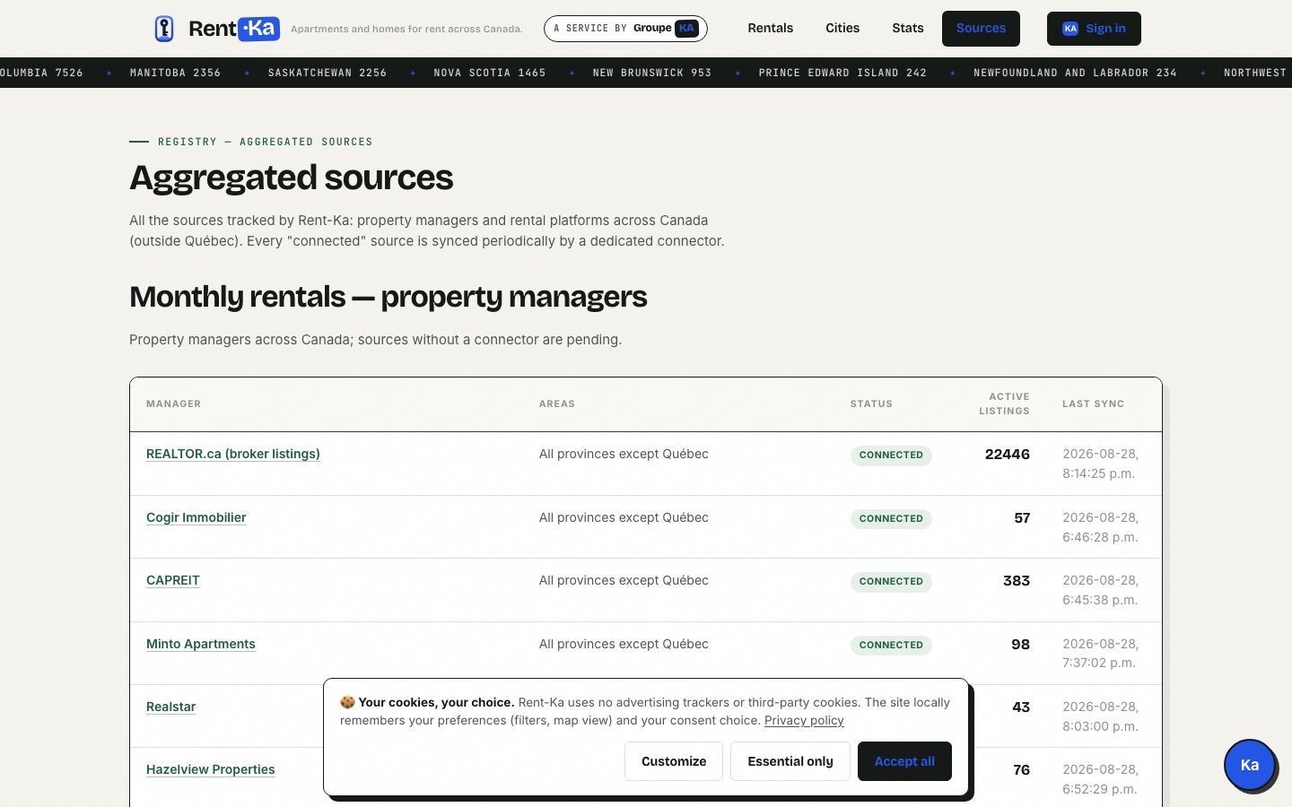 Sources registry