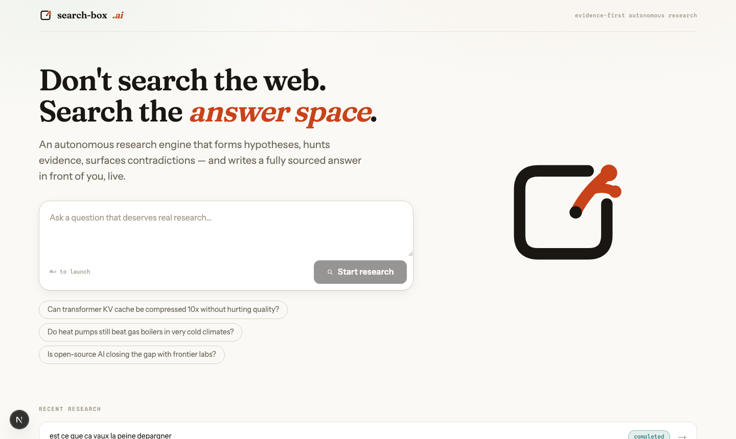 Home page — question composer