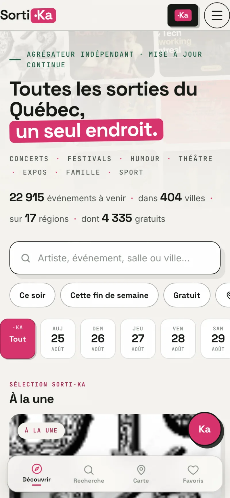 Accueil mobile