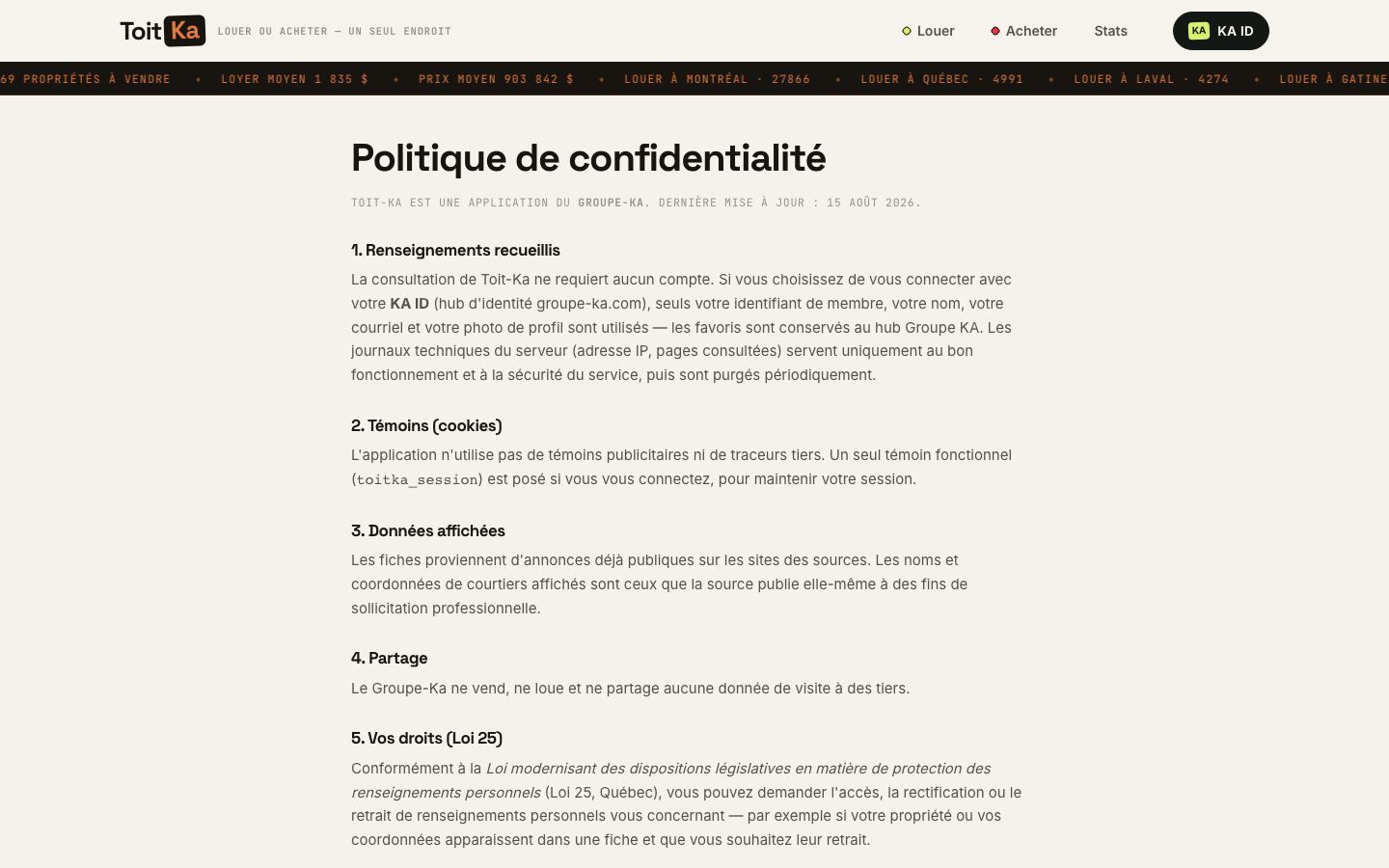 Confidentialité