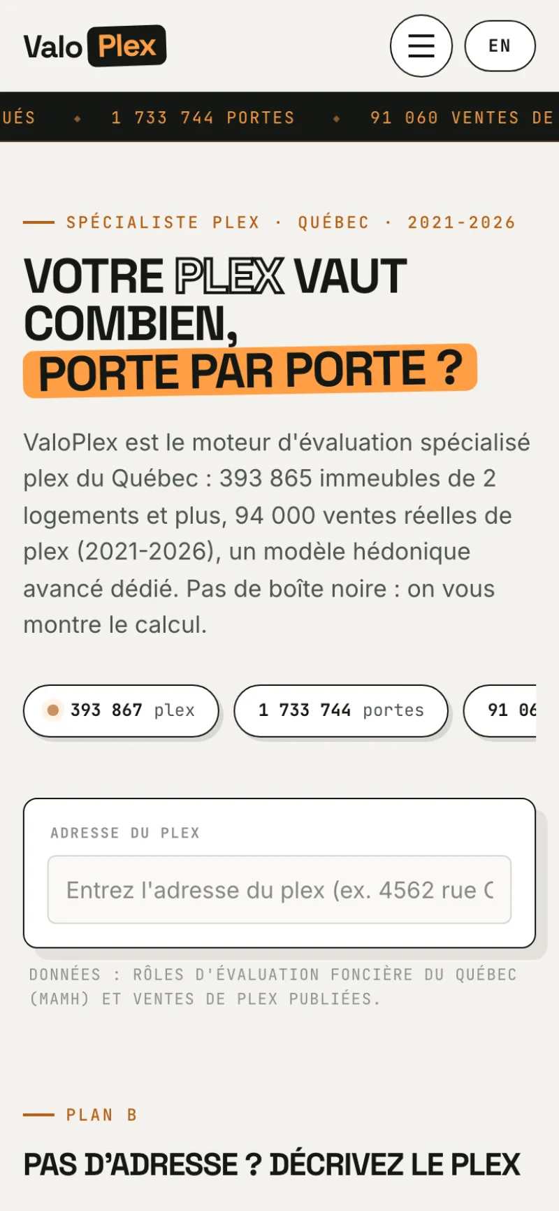 Accueil mobile