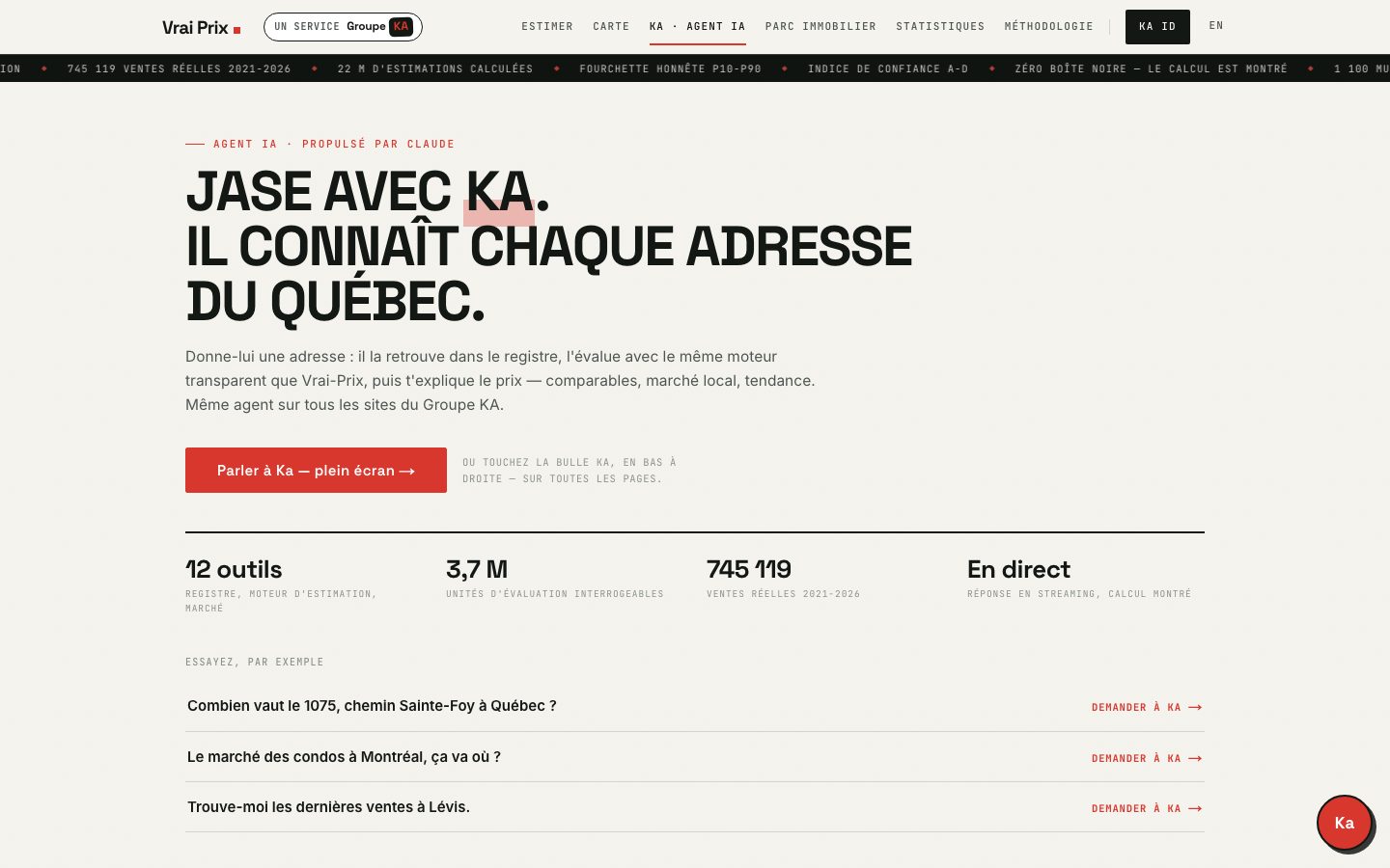 Agent conversationnel Ka — estimation et analyse immobilière en langage naturel