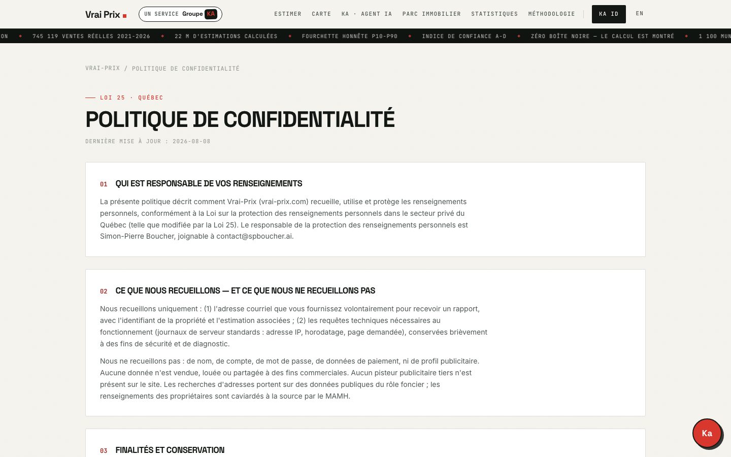 Politique de confidentialité — conformité Loi 25