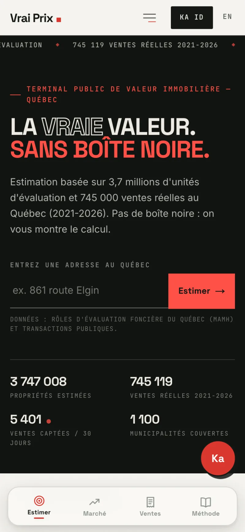 Accueil mobile