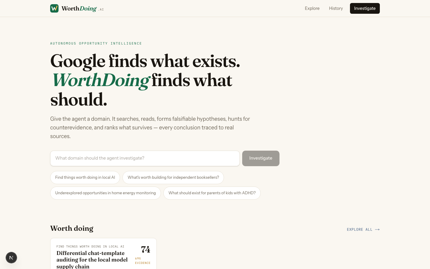 Discover page