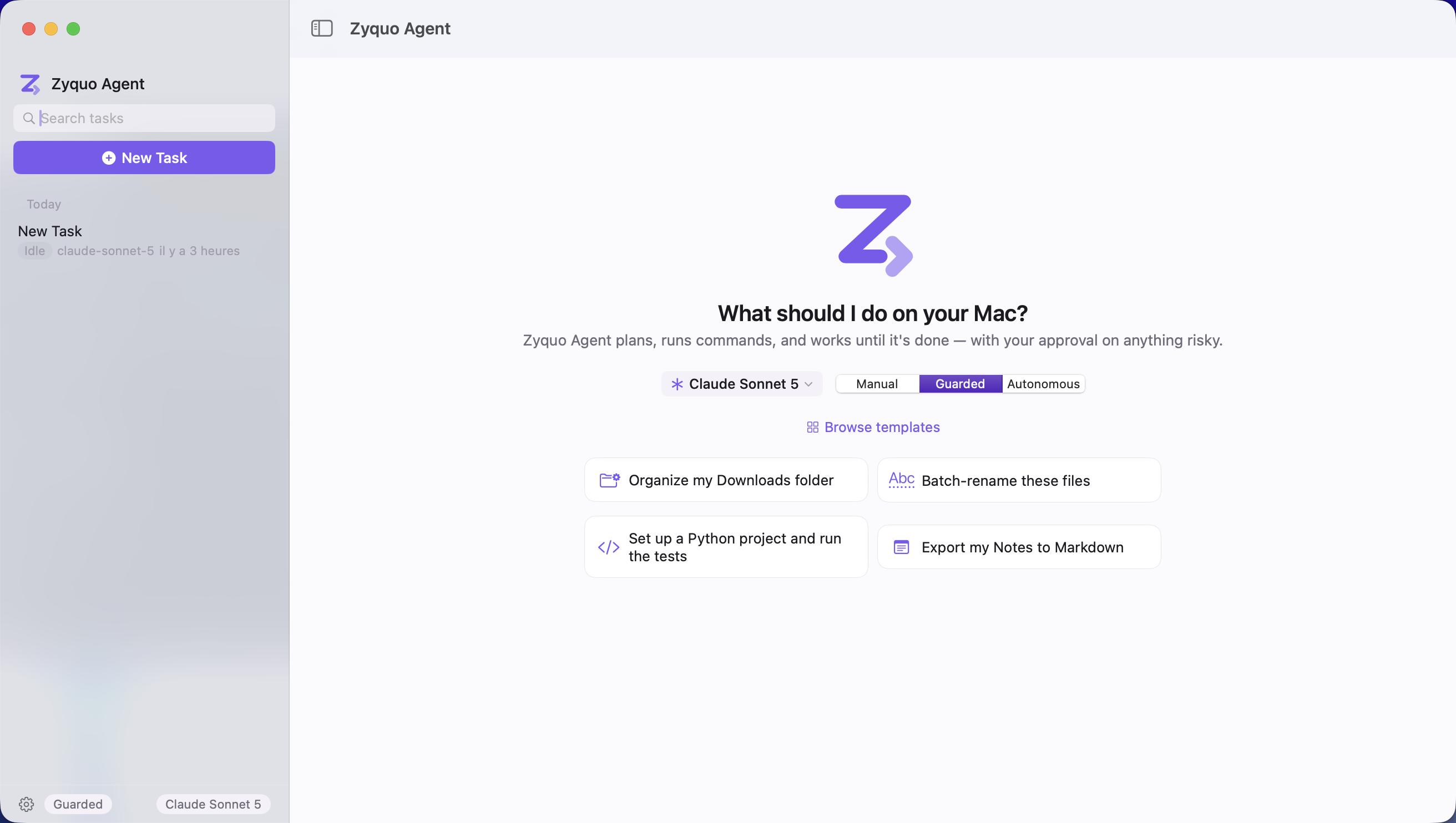 Zyquo Agent empty state